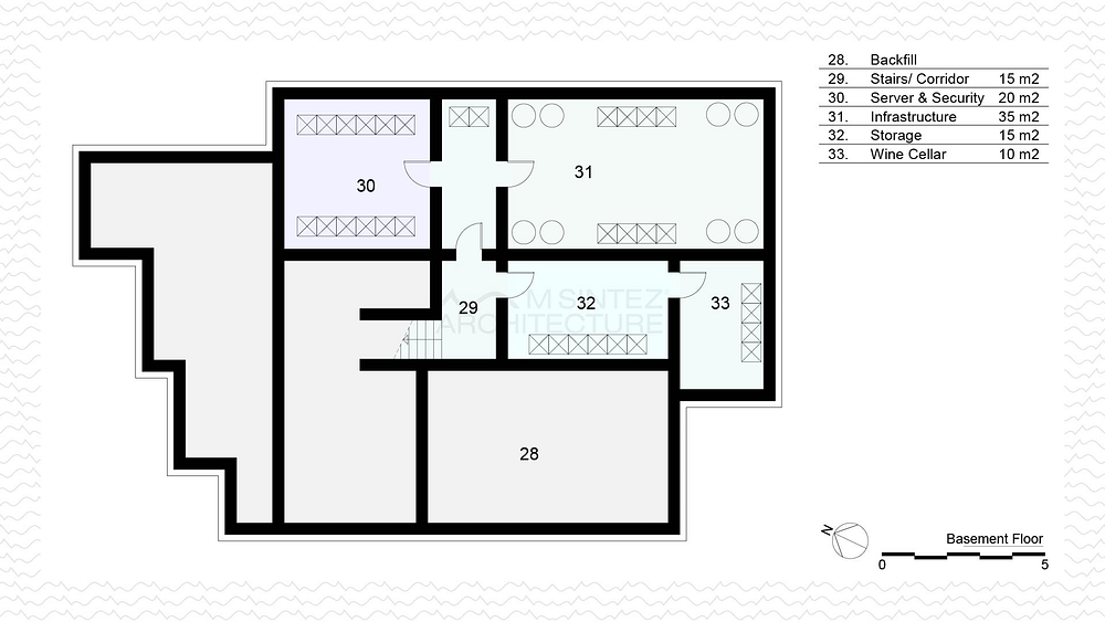 M-Sintez Architecture Plans Boyana Mansion Basement Floor