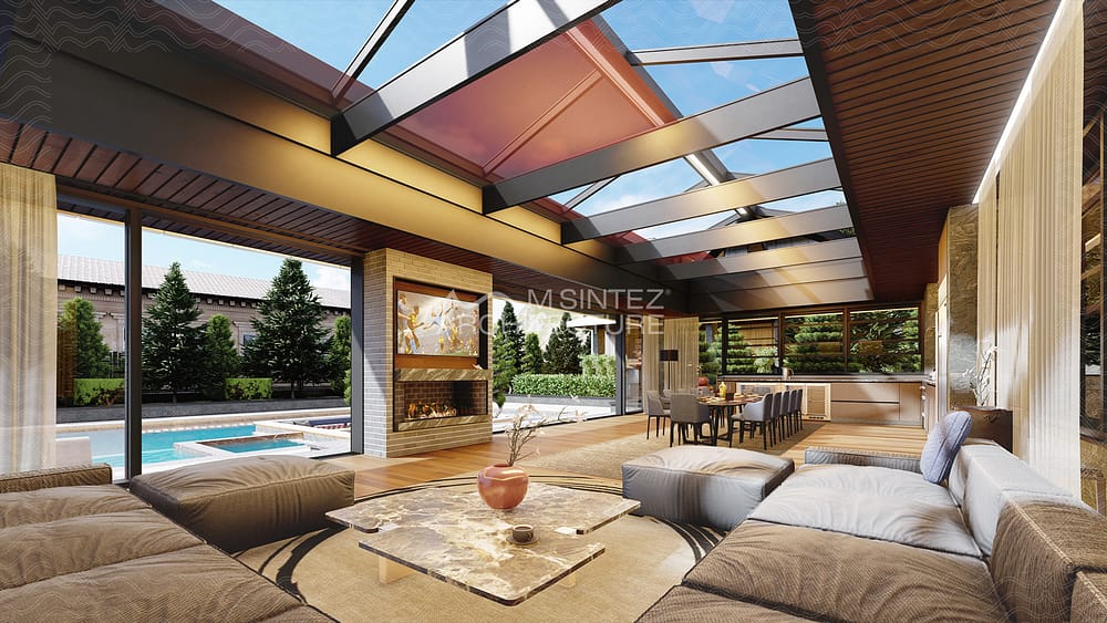 M-Sintez Architecture Mansion Boyana Pool House Interior View