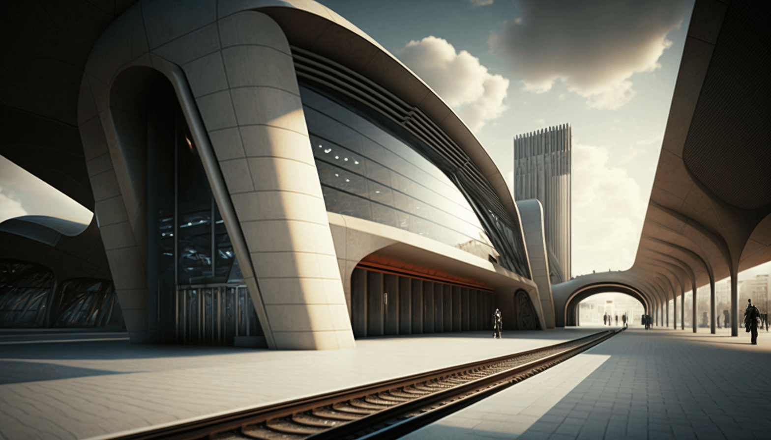 Msintez urban landscapes a sleek and futuristic train station